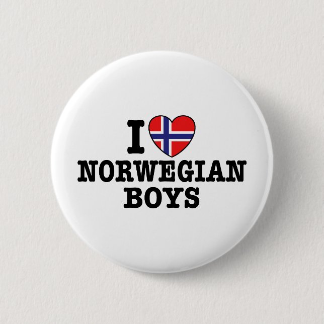 I Liebe Norwegische Jungen Button (Vorderseite)