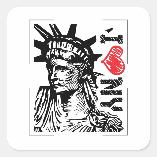 I Liebe NY Quadratischer Aufkleber (Vorderseite)