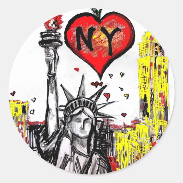 I Liebe NY Runder Aufkleber (Vorderseite)
