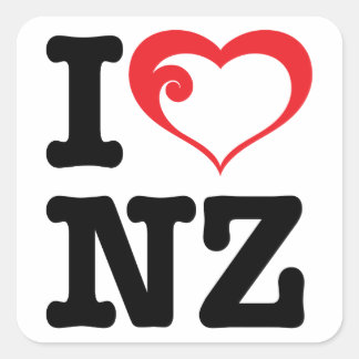 I Liebe NZ Quadratischer Aufkleber