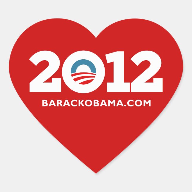 I Liebe Obama 2012 Herz-Aufkleber (Vorderseite)