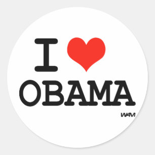 I Liebe Obama Runder Aufkleber