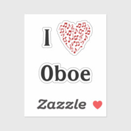 I Liebe Oboe Rotes Herz Musiknoten Vinyl Aufkleber