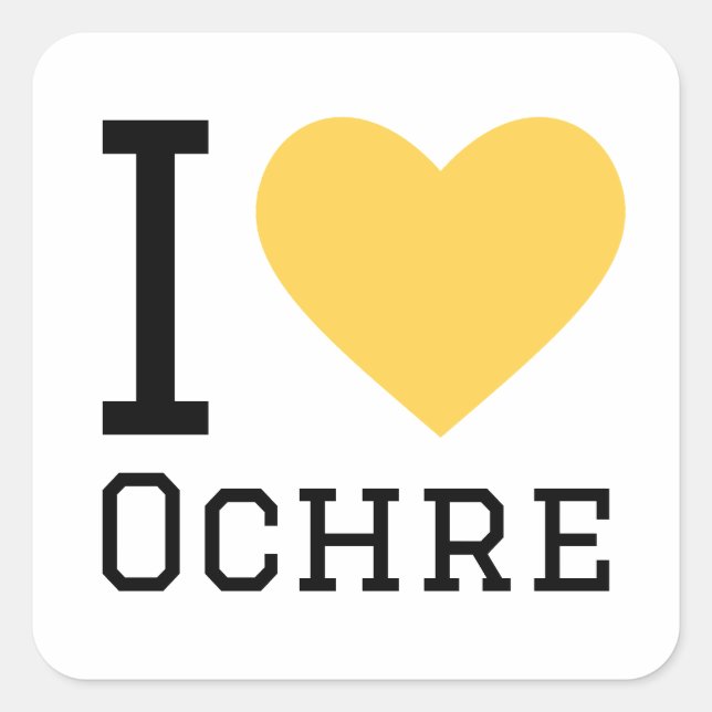 I Liebe Ocker Quadratischer Aufkleber (Vorderseite)