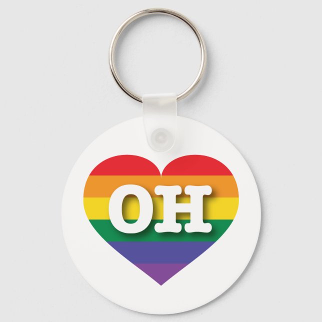 I Liebe Ohio Gay Pride Rainbow Heart Schlüsselanhänger (Vorderseite)