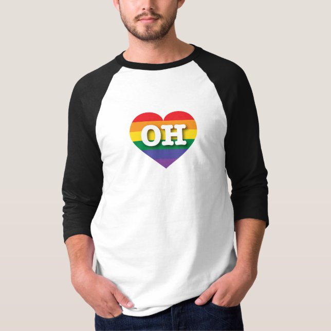 I Liebe Ohio Rainbow Heart T-Shirt (Vorderseite)