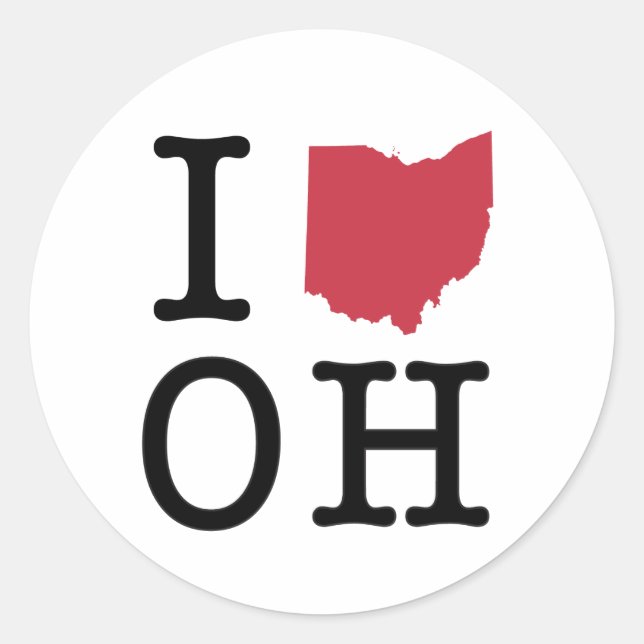 I Liebe Ohio Runder Aufkleber (Vorderseite)