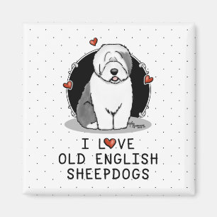 I Liebe Old English Sheepdogs (Gray 1) Niedlich OE Magnet