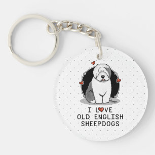 I Liebe Old English Sheepdogs (Gray 1) Niedlich OE Schlüsselanhänger