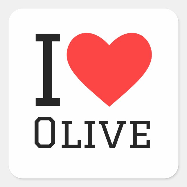 I Liebe Olivenöl Quadratischer Aufkleber (Vorderseite)