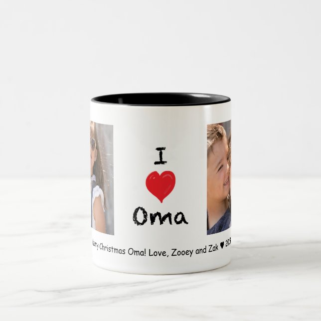 I Liebe Oma 2 Foto Anpassbare Tasse (Mittel)
