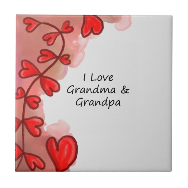 I Liebe Oma & Opa Fliese (Vorderseite)