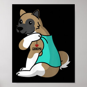 I Liebe Oma Tattoo Akita Dog Poster