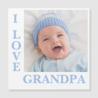 I Liebe Opa Blue Typografy Foto Birth Magnet