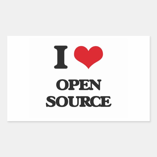 I Liebe Open Source Rechteckiger Aufkleber (Vorderseite)