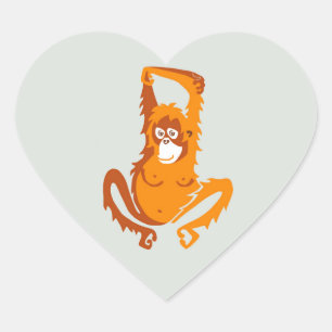 I Liebe ORANGUTANS - Originalgrafik - Natur - Herz-Aufkleber