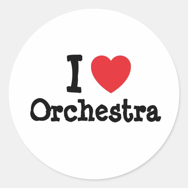 I Liebe Orchesterherz personalisiert Runder Aufkleber (Vorderseite)