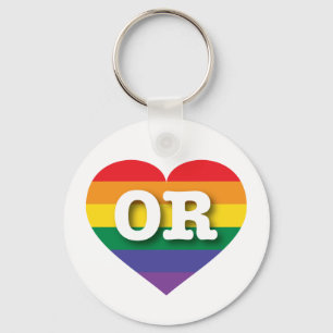 I Liebe Oregon Gay Pride Rainbow Heart Schlüsselanhänger