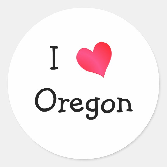 I Liebe Oregon Runder Aufkleber (Vorderseite)