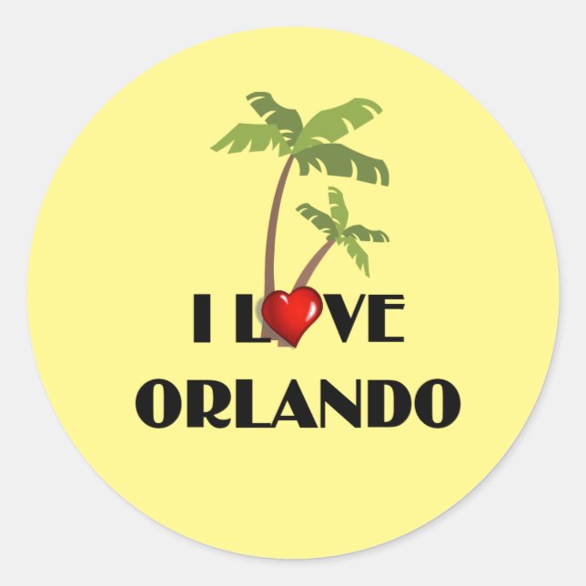 I Liebe Orlando, tropisches Design Runder Aufkleber (Vorderseite)