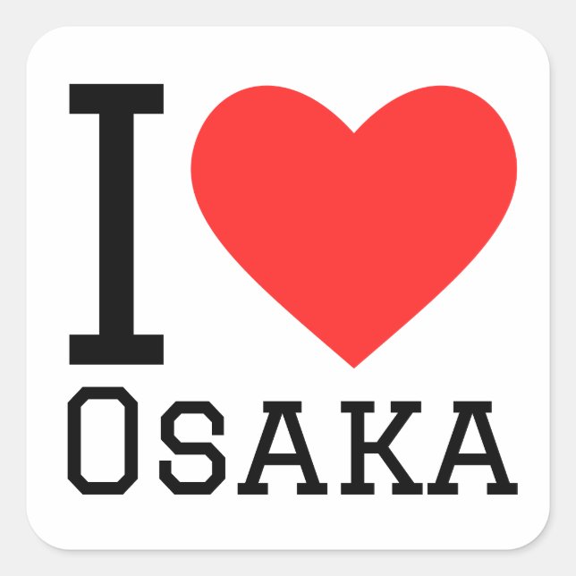 I Liebe Osaka Quadratischer Aufkleber (Vorderseite)