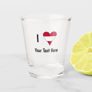 I Liebe (Österreichisches Flaggenherz) Personalisi Schnapsglas
