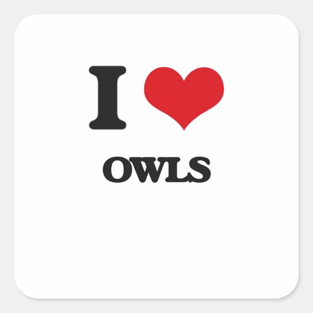 I Liebe Owls Quadratischer Aufkleber (Vorderseite)