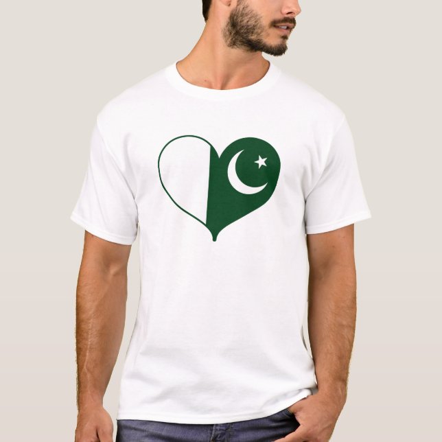 I Liebe Pakistan Flagge T-Shirt (Vorderseite)