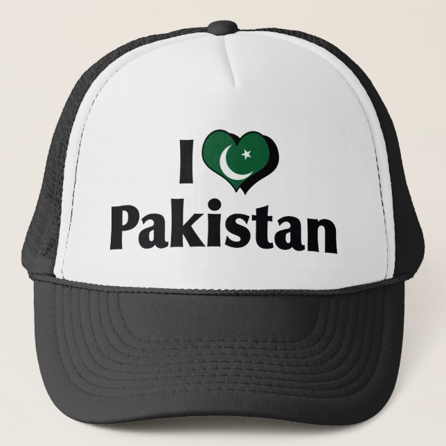 I Liebe Pakistan Flagge Truckerkappe (Vorderseite)