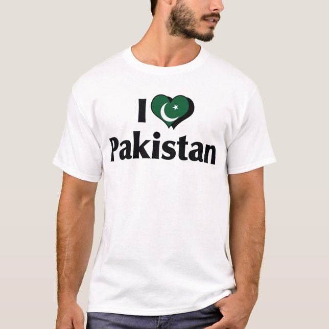 I Liebe Pakistan Flaggen-Shirt T-Shirt (Vorderseite)