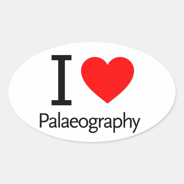 I Liebe Paleografie Ovaler Aufkleber (Vorderseite)