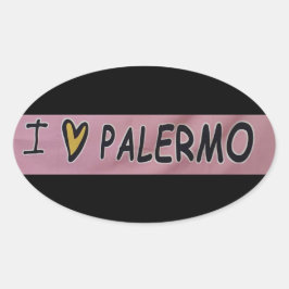 I Liebe Palermo Design Ovaler Aufkleber