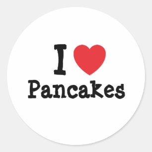 I Liebe Pancakes T - Shirt Runder Aufkleber