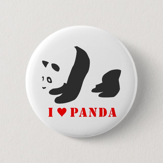 I Liebe Panda (schwarz) Button (Vorderseite)