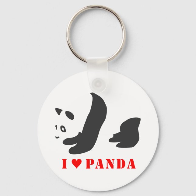 I Liebe Panda (schwarz) Schlüsselanhänger (Vorderseite)