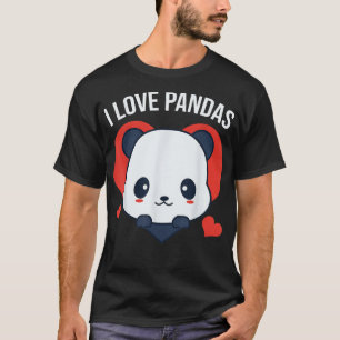 I Liebe Pandas Herz Form Niedlich Panda Bär T-Shirt