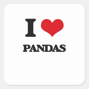 I Liebe Pandas Quadratischer Aufkleber