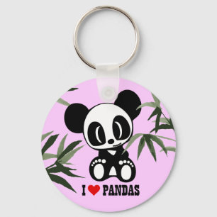 I Liebe Pandas - Rosa Schlüsselanhänger