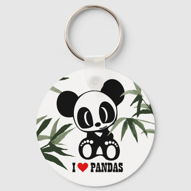 I Liebe Pandas Schlüsselanhänger (Vorderseite)