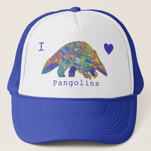 I Liebe Pangolins Gefährdete Tierfarben Art Truckerkappe (Vorderseite)