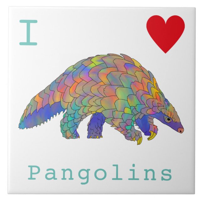 I Liebe Pangolins gefährdete Tiergiftler Art Fliese (Vorderseite)