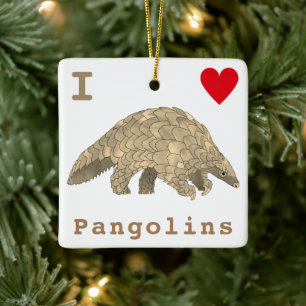 I Liebe Pangolins Slogan Keramikornament