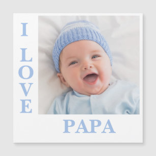I Liebe Papa Blue Typografy Foto Birth Magnet