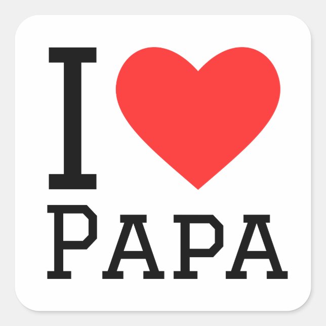 I Liebe Papa Quadratischer Aufkleber (Vorderseite)