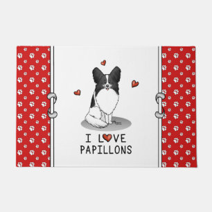 I Liebe Papillons (weiß & schwarz) Herzhunde Niedl Fußmatte