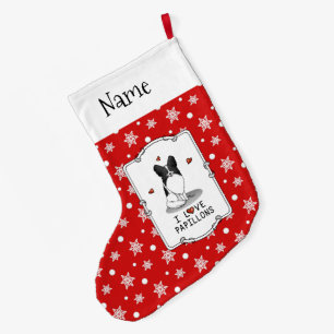 I Liebe Papillons (weiß & schwarz) Herzhunde Niedl Großer Weihnachtsstrumpf