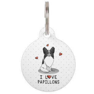 I Liebe Papillons (weiß & schwarz) Herzhunde Niedl Haustiermarke