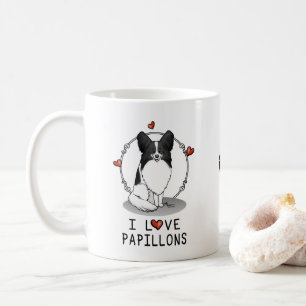 I Liebe Papillons (weiß & schwarz) Herzhunde Niedl Kaffeetasse