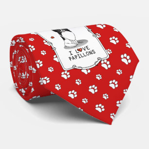 I Liebe Papillons (weiß & schwarz) Herzhunde Niedl Krawatte