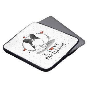 I Liebe Papillons (weiß & schwarz) Herzhunde Niedl Laptopschutzhülle